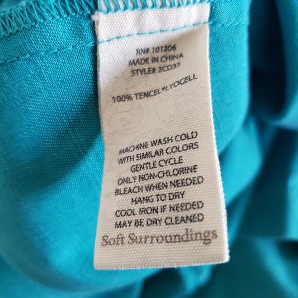 Soft Surroundings Long Collared Jacket Lyocell Teal Flowy Size Medium - Picture 8 of 8